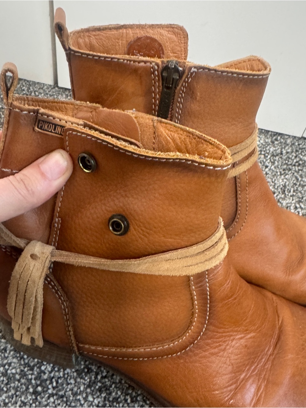 Pikolinos Zaragoza W9H-8800 Brandy Cognac Leather Ankle Boots EU 38 US 7.5 - Picture 2 of 11